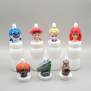 Tummy Ticklers 4 Bottle Set  & 3  Bottle Toppers in Popular Characters